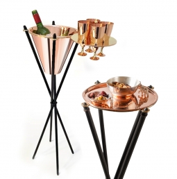 Copper Wine Bucket with Nesting Goblet Holder & Snack Tray