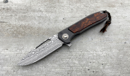 imambaⓇ Flipper Damasteel Rose in Desert Ironwood