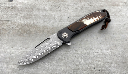 imambaⓇ Flipper Damasteel Rose in  Stabilized Warthog Tusk