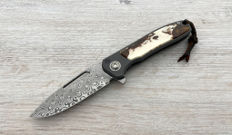 imambaⓇ Flipper Damasteel Rose in  Stabilized Warthog Tusk