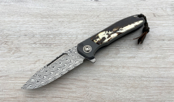 imambaⓇ Flipper Damasteel Rose in  Stabilized Warthog Tusk