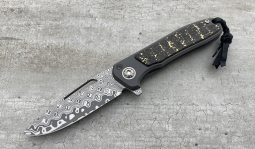 imambaⓇ Flipper Damasteel Rose in Snakeskin Carbon Fiber