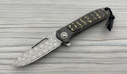 imambaⓇ Flipper Damasteel Rose in Snakeskin Carbon Fiber